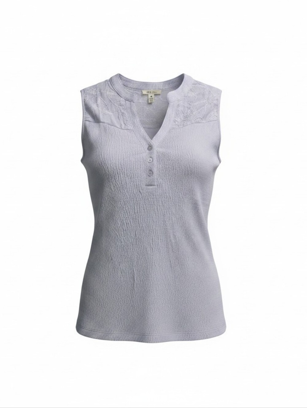 Como Blu Shirred Lace Detail Henley Tank Top